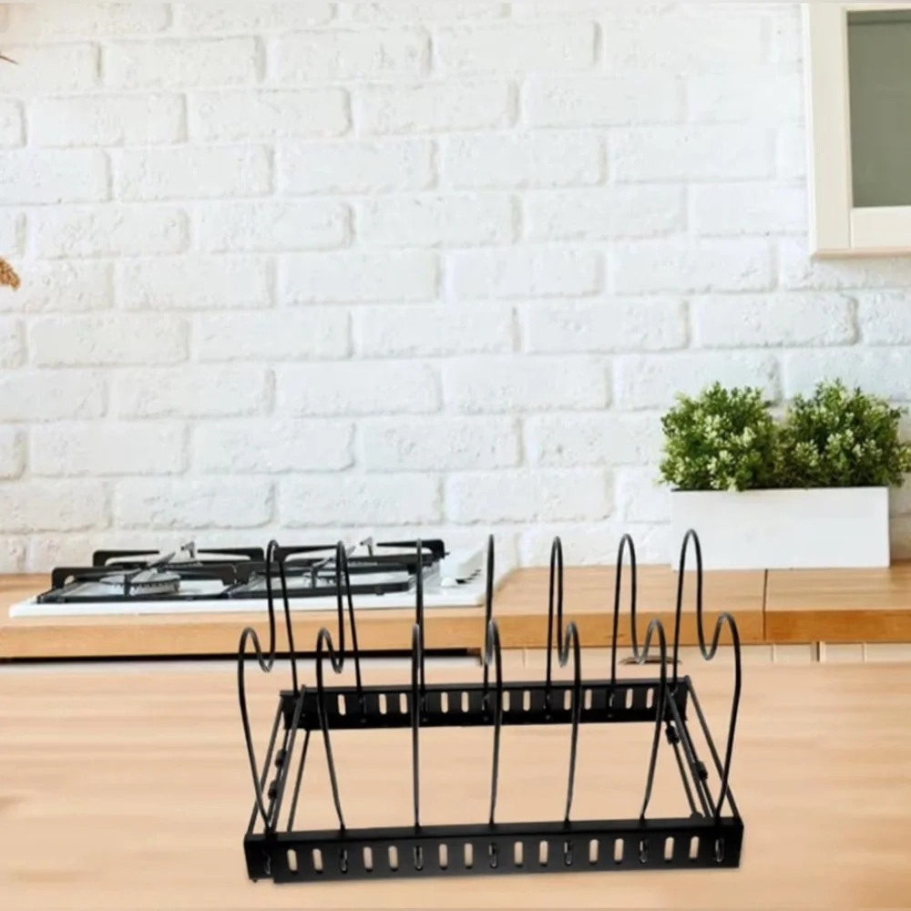 NIB-Expandable Pot Lid Organizer Pot Pan Holder Storage under Cabinet Organizers